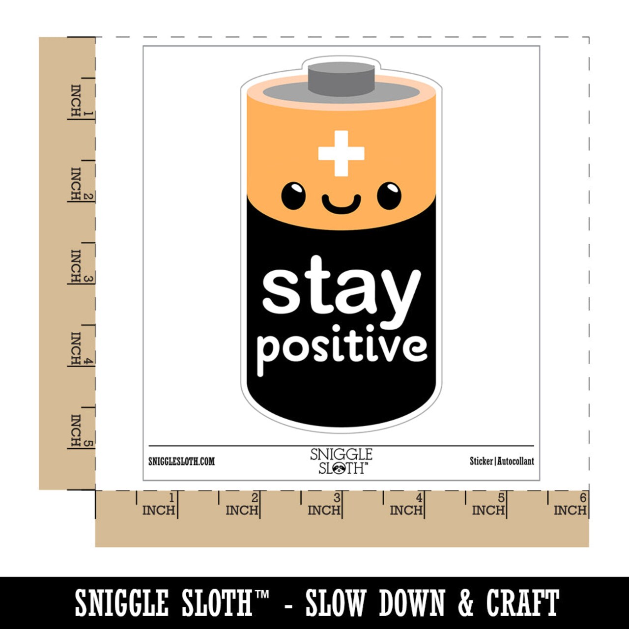 Stay Positive Adorable Battery Waterproof Vinyl Phone Tablet Laptop Water Bottle Sticker Set - 5 Pack